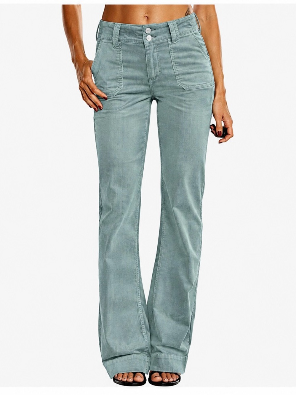 Flamingals Wide Leg Jeans in Sage Green